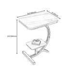 Modern Style Iron Base Rock Plate with Storage Shelf Rectangular Desktop Side Table