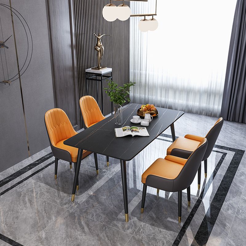 Modern Kitchen Sintered Stone Dining Set Rectangular Standard Dining Set in White Clearhalo 'Dining Room Sets' 'Dining Tables & Seating' 'dining_room_set' 'furn' 'furn_dining_room_set' 'Furniture' 'furniture_dining_room_set' 'Kitchen & Dining Furniture' 'kitchen&dining_furn' 'kitchen' 1200x1200_01efb086-bbd0-4be3-89a0-18ed401b8340