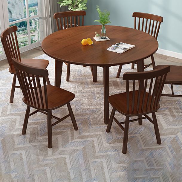 Round 4 Legs Minimalist Table Wood Color Fixed Table with Rubberwood Solid Wood Clearhalo ' dining_table' 'Dining Tables & Seating' 'Dining Tables' 'furn' 'furn_dining_table' 'Furniture' 'furniture_dining_table' 'Kitchen & Dining Furniture' 'kitchen&dining_furn' 'kitchen' 'kitchen_dining_table' 1200x1200_01efb22e-4eb7-482a-8685-2150e0138299