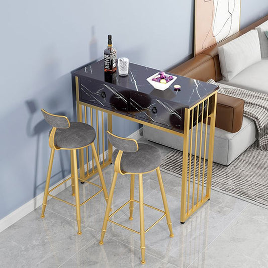 Glam Style Wood Rectangle Bar Hoogte Pub Tafel voor woonkamer