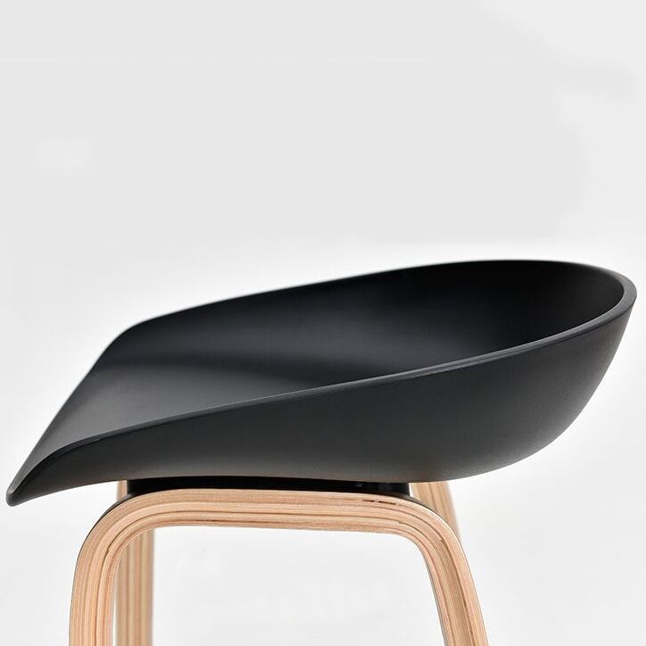 Nordic Plastic Bar-stool Bucket Seat Counter Bar Stool with Wood Legs Clearhalo 'Bar Furniture' 'Bar Stools' 'bar_stools' 'furn' 'furn_bar_stools' 'Furniture' 'Kitchen & Dining Furniture' 1200x1200_01f1f92e-dc9b-4585-949d-b6b73361f4e0