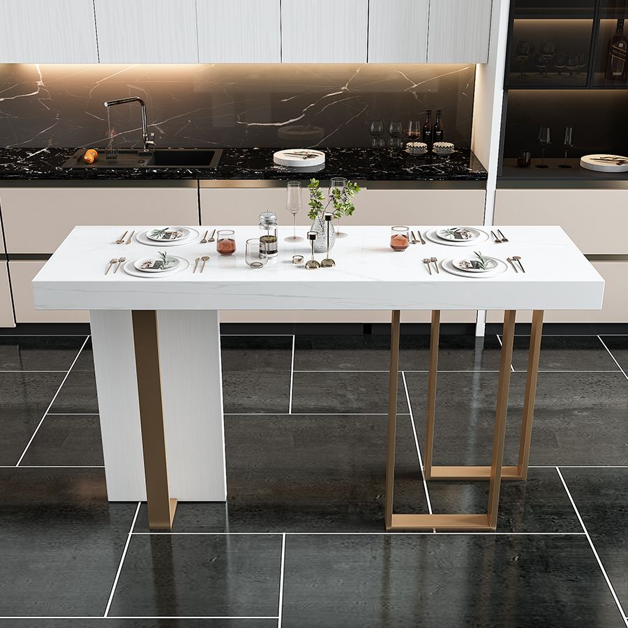 Modern Rectangle Bar Table Set 1/5 Pcs White Faux Marble Bar Table Set Clearhalo 'Bar Furniture' 'furn' 'furn_home_bar_bar_sets' 'Furniture' 'Home Bars & Bar Sets' 'home_bar_bar_sets' 'Kitchen & Dining Furniture' 1200x1200_01f45c3a-e3c7-4c0a-9b89-7e8617c9af7c