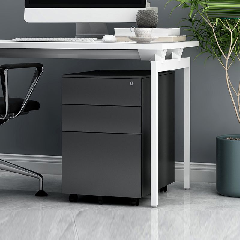 Contemporary File Cabinets Metal Frame File Pedestal with Key Lock for Office Clearhalo 'Filing Cabinets' 'filling_cabinets' 'furn' 'furn_filling_cabinets' 'Furniture' 'Office Furniture' 1200x1200_01f540ff-c3f8-4d57-8c87-70aa5e954a7b