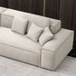 Modern White Cushions Square Arm Living Room Genuine Leather Seating