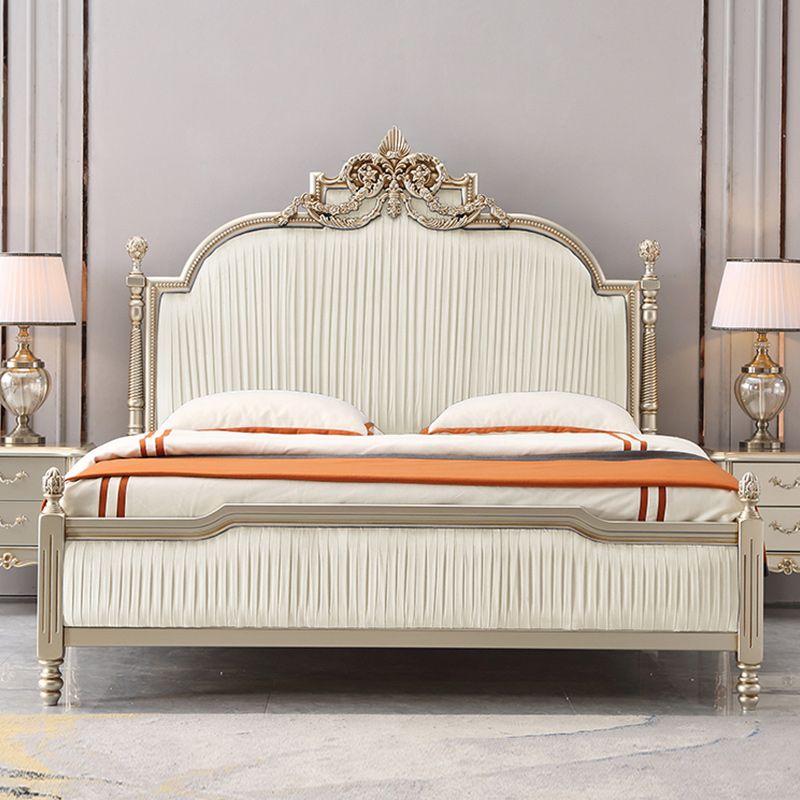 Victorian Upholstered Bed Frame with Nailhead Mattress Included Solid Wood Standard Bed Clearhalo 'Bedroom Furniture' 'Beds' 'furn' 'furn_beds' 'Furniture' 1200x1200_01f7bff8-def2-4e76-b570-86acf4479a1e