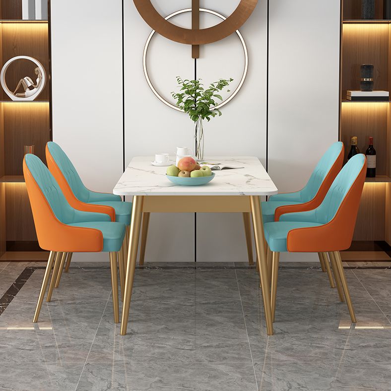 White Rectangle Dining Table Traditional Luxury Dining Table with Metal Base Clearhalo 'Dining Tables & Seating' 'Dining Tables' 'dining_table' 'furn' 'furn_dining_table' 'Furniture' 'furniture_dining_table' 'Kitchen & Dining Furniture' 'kitchen' 'kitchen_dining_table' 1200x1200_01f9f0c9-6c66-428d-a1b4-cfd0071b35a9