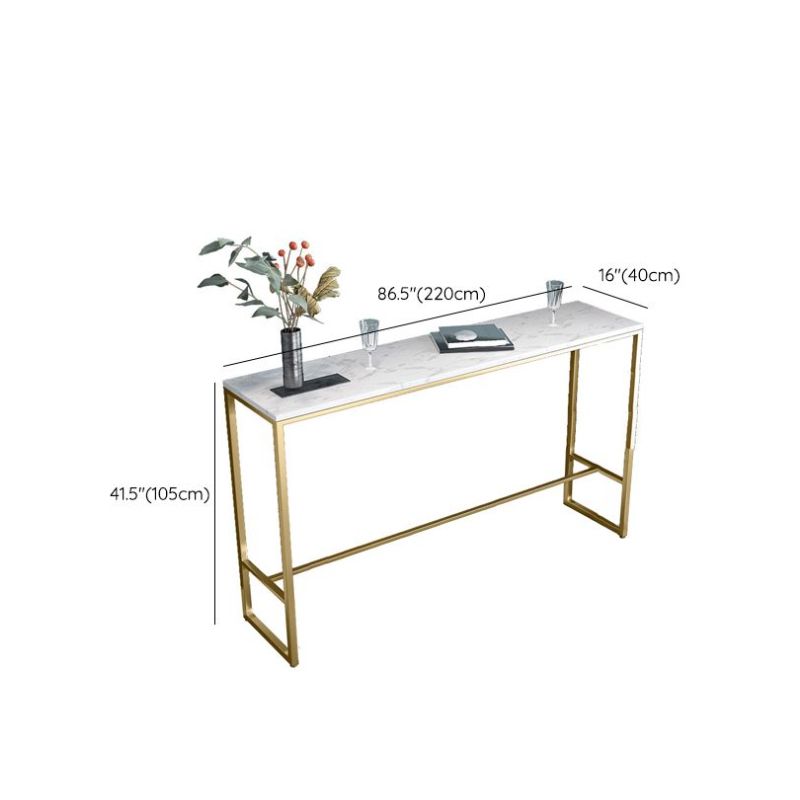 Glam Bar Height Table White Faux Marble Top Bistro Bar Table with Metal Base Clearhalo 'Bar Furniture' 'Bar Tables' 'bar_tables' 'furn' 'furn_bar_tables' 'Furniture' 'Kitchen & Dining Furniture' 1200x1200_01fa7374-1dfc-4b62-89b3-e55fd7618c7a