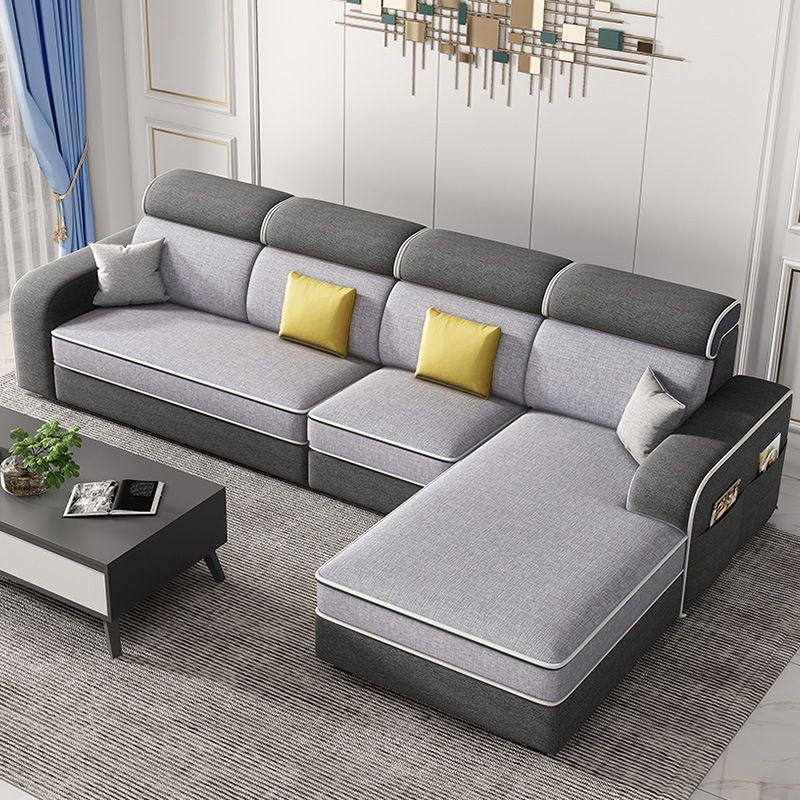 Scandinavo a forma di L sezionale con braccio quadrato e spazio per quattro persone