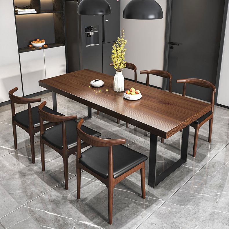 Set di tavoli da pranzo rettangolare industriale 1/4/5/7 PC Dinette in legno marrone