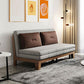 Faux Leather Armless Sofa Bed Sewn Pillow Back Sofa Bed in Grey