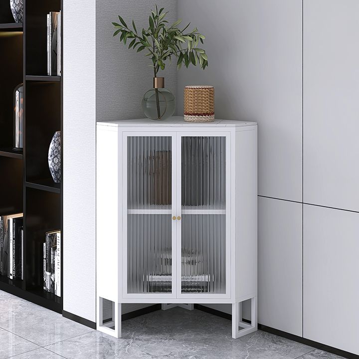 35.5 "H Modern Stone Buffet aparador 2 Puertas de vidrio Servidor de buffet de comedor