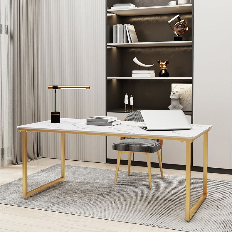 Glam Office Desk antieke afwerking rechthoekige computerbureau met metalen benen