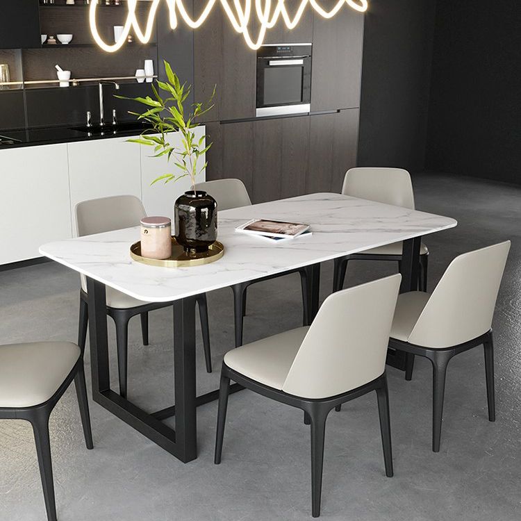 Luxury Sintered Stone Top Dining Table Rectangle Table with Trestle Base Clearhalo ' dining_table' 'Dining Tables & Seating' 'Dining Tables' 'furn' 'furn_dining_table' 'Furniture' 'furniture_dining_table' 'Kitchen & Dining Furniture' 'kitchen&dining_furn' 'kitchen' 'kitchen_dining_table' 1200x1200_020200f8-68e6-45f6-8d20-850e10aa42f6