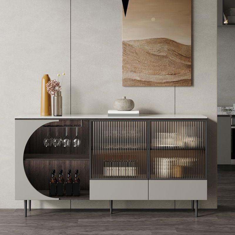 Armoires à buffet de haut blanc glamour portes en verre buffet pour le salon