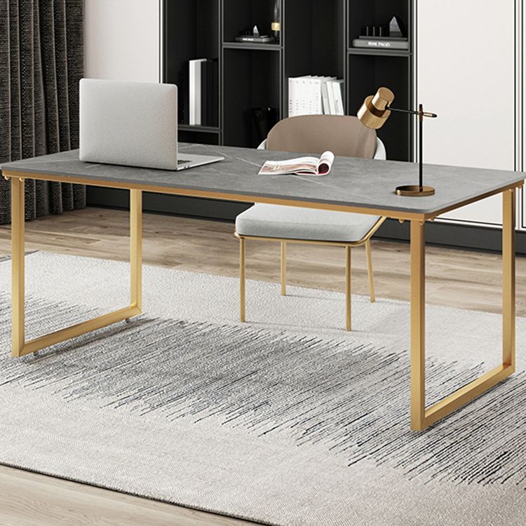 Glam Rectangular Writing Desk Home Stone Office Desk with Metal Legs Clearhalo 'furn' 'furn_office_desk' 'Furniture' 'Office Desks' 'Office Furniture' 'office_desk' 1200x1200_0204b095-da49-4e73-8b09-8488d2baaaa1
