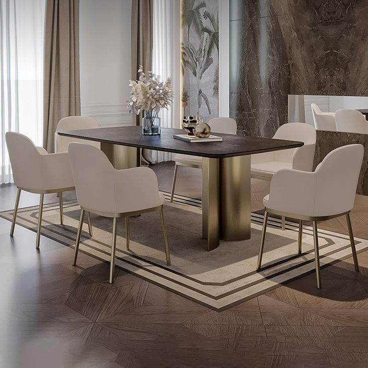 Nordic Glam Sintered Stone Rectangle Table Set 1/4/5/7 Pieces Dining Set Clearhalo 'Dining Room Sets' 'Dining Tables & Seating' 'dining_room_set' 'furn' 'furn_dining_room_set' 'Furniture' 'Kitchen & Dining Furniture' 1200x1200_0206b18c-4289-4ed9-923b-ef579b1a5161