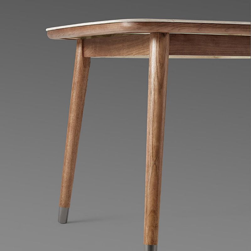 White Dinette Table with Wood Legs Modern Dining Table for Kitchen Clearhalo 'Dining Tables & Seating' 'Dining Tables' 'dining_table' 'furn' 'furn_dining_table' 'Furniture' 'Kitchen & Dining Furniture' 1200x1200_0207b33c-96cd-4baa-b460-70344a1ba4ad