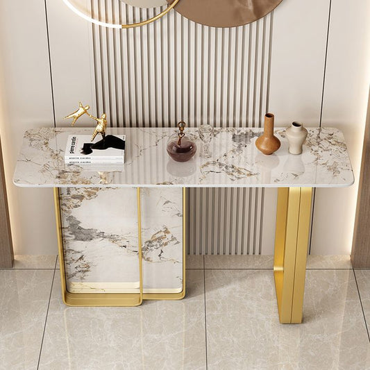 12 inch Wide Accent Table Rectangle Shape Stone Console Table for Hall Clearhalo 'Console Tables' 'console_tables' 'Entry & Mudroom Furniture' 'furn' 'furn_console_tables' 'Furniture' 1200x1200_02093774-2b3b-4de7-b333-1986ac5585e1