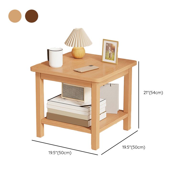 Modernistic Side Table Double Tier Wood Accent Side Table with Shelf