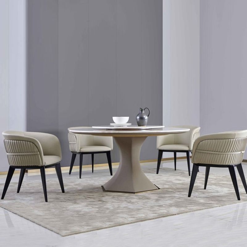 パーソンズアームチェア革製の木製ベースダイニングチェアダイニングルーム