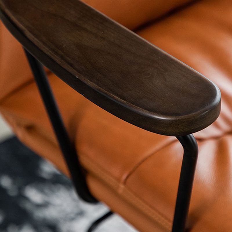 Chaise de bureau à bras fixes en cuir sans chaise de bureau ergonomique pénible avec roues