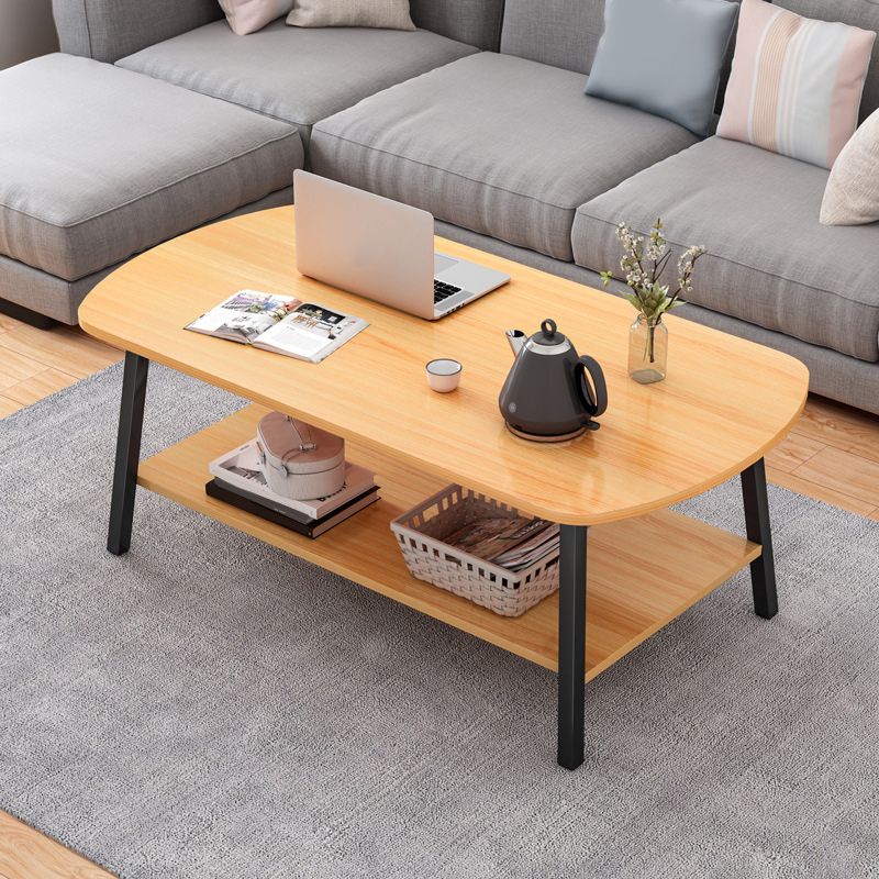 Mesa de centro contemporánea de 19" de alto, mesa de cóctel de madera con almacenamiento