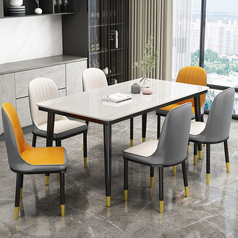 Casual Sintered Stone Standard Dining Table Rectangle Shape Dining Table for Kitchen Clearhalo ' dining_table' 'Dining Tables & Seating' 'Dining Tables' 'furn' 'furn_dining_table' 'Furniture' 'furniture_dining_table' 'Kitchen & Dining Furniture' 'kitchen&dining_furn' 'kitchen' 'kitchen_dining_table' 1200x1200_020c8b93-9b25-4199-ac29-73b3844535c6