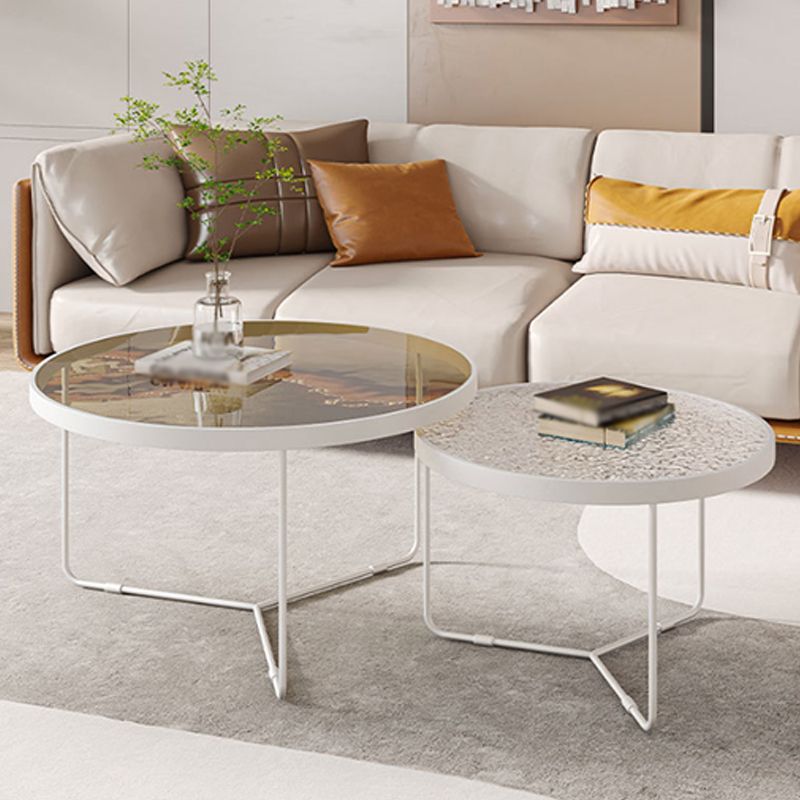 Trestle 2 Nesting Coffee Table Modern Tempered Glass 18'' Coffee Table Set Clearhalo 'Coffee & Accent Tables' 'Coffee Tables' 'coffee_tables' 'furn' 'furn_coffee_tables' 'Furniture' 'furniture_coffee_tables' 'Living Room Furniture' 1200x1200_020f7234-1971-4d69-af4c-275c85f0beb4