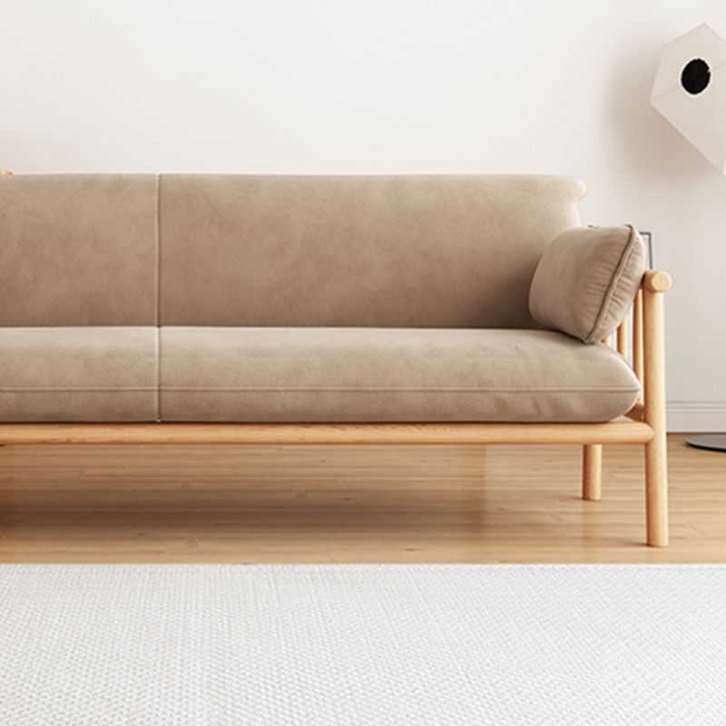 Slipcovered Single Cushion Sofa Tropical Solid Wood Seat with Pillows