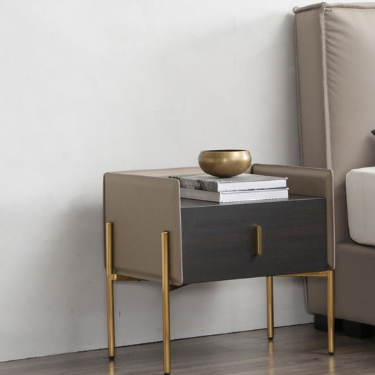 Mesa de acento de madera de falsa mesita de noche moderna con piernas con piernas