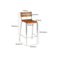 Contemporary Solid Wood Backrest Counter High Stool with Metal 4 Legs