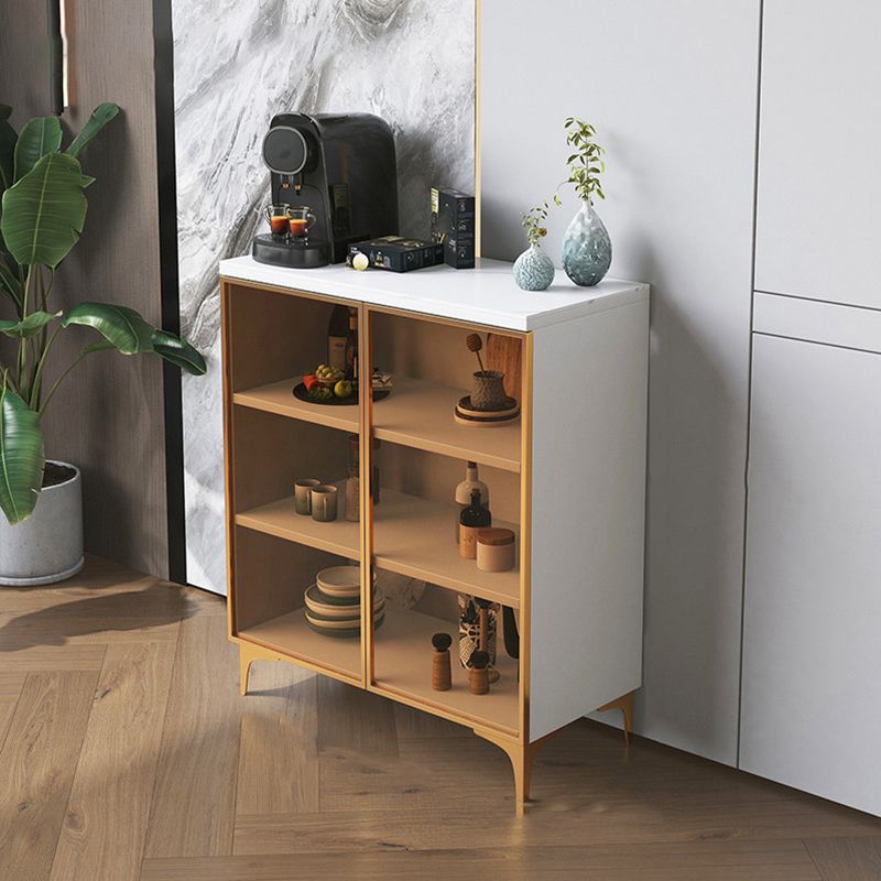 Glam -glazen deuren buffet sideboard stenen dinerserver voor woonkamer