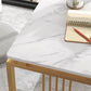 Glam Style Gold Iron Sled Base Coffee Table Rectangle Slate Table