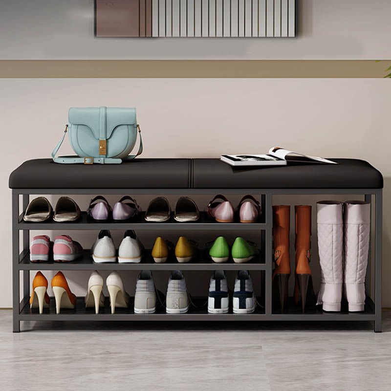 Modern Entryway Bench Cushioned Metal 12.5 Inch Width Seating Bench with Storage Clearhalo 'Benches' 'Chairs & Seating' 'furn' 'furn_benches' 'Furniture' 'Living Room Furniture' 1200x1200_0214a52d-0501-479b-8fe3-3c202da05d9e