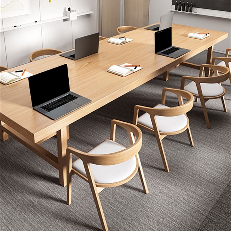 Rectangular Shaped Office Conference Table 4 Legs Task Desk in Brown Clearhalo 'furn' 'furn_office_desk' 'Furniture' 'Office Desks' 'Office Furniture' 'office_desk' 1200x1200_0214aeef-d9f7-448e-aa5f-cbc6e79e86c0