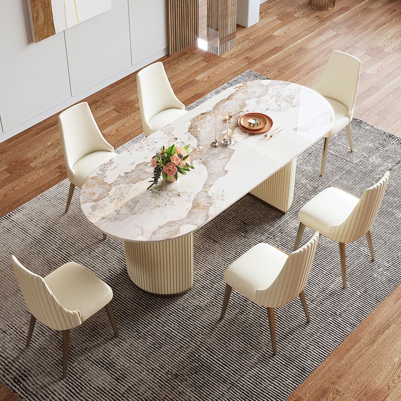 Dining Room Dinner Kitchen Table Simple Pedestal Stone Dining Table Clearhalo 'Dining Tables & Seating' 'Dining Tables' 'dining_table' 'furn' 'furn_dining_table' 'Furniture' 'Kitchen & Dining Furniture' 1200x1200_02154267-b45c-46f4-a223-2bc70d410609