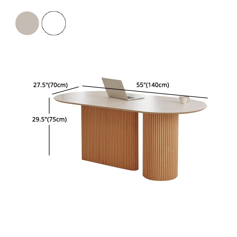 Solid Wood Dining Table Oval Double Pedestal Brown Furniture for Restaurant Clearhalo 'Dining Tables & Seating' 'Dining Tables' 'dining_table' 'furn' 'furn_dining_table' 'Furniture' 'furniture_dining_table' 'Kitchen & Dining Furniture' 'kitchen' 'kitchen_dining_table' 1200x1200_02179510-dc8c-459b-beb0-9b92158802e4