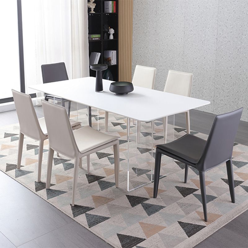 Comedor silla de comedor sin brazo de cuero falso para casa parsons