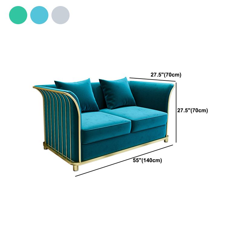 27.5" H Contemporary Velvet Tuxedo Arm Sofa with Pillows for Living Room