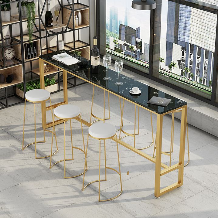 Steen rechthoek bar eettafel eigentijdse balktafel met schroefbasis in goud