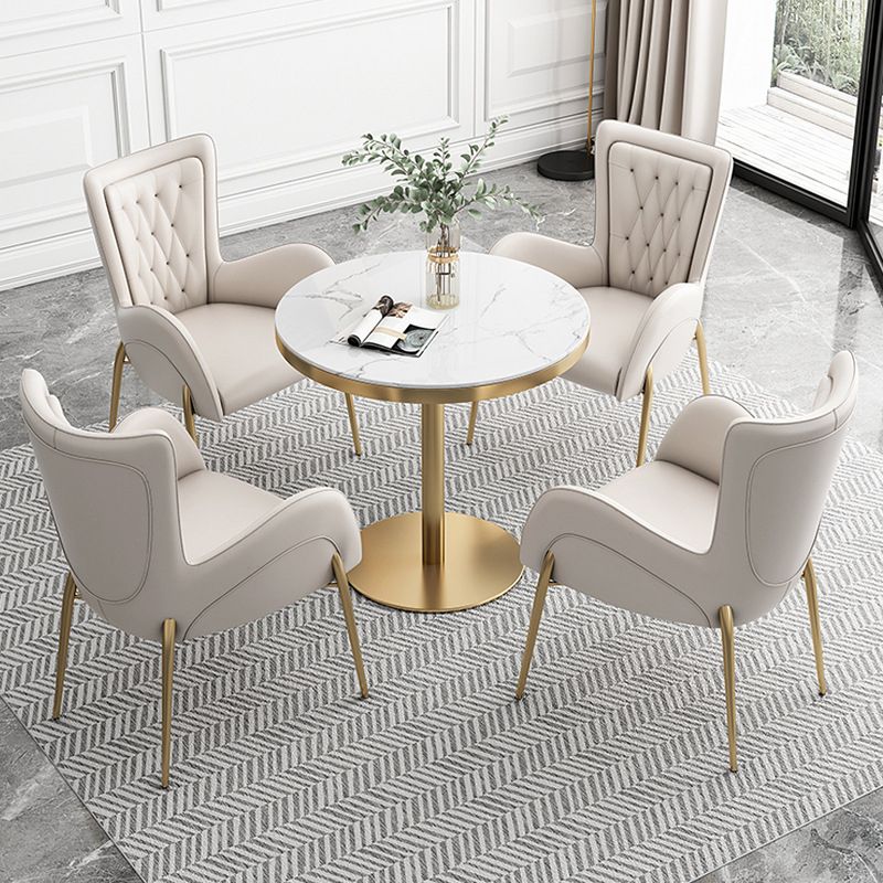Glam Sintered Stone Dining Table Set Round 1/2/3/5 Pieces Dining Set Clearhalo 'Dining Room Sets' 'Dining Tables & Seating' 'dining_room_set' 'furn' 'furn_dining_room_set' 'Furniture' 'Kitchen & Dining Furniture' 1200x1200_021c9015-a366-4125-b7de-16c504f3a5cf