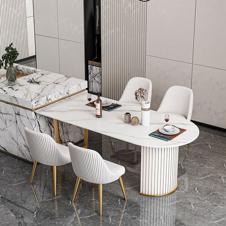 Traditional Luxury Stone Table Double Pedestal Furniture for Dining Room