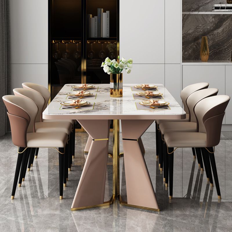 Glam Style Eetkamertafel Stenen Rechthoekige Eettafel in Wit