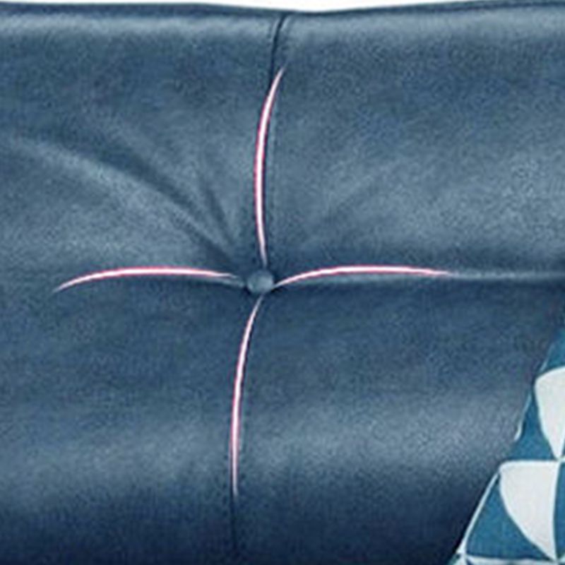 33.46" Flared Arm Sofa with Tufted Split-Back Sofa, Blue Genuine Leather