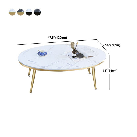 17.72" Tall Glam Style Coffee Cocktail Table Marble Top Coffee Table