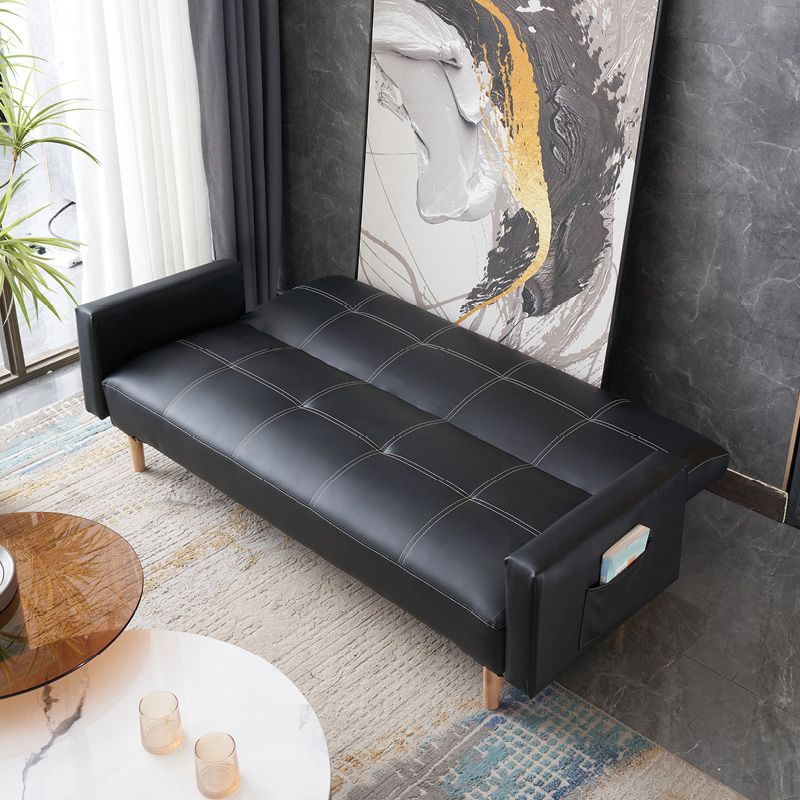 Sofá de cuero y madera Sofá de cuero cojines para apartamento