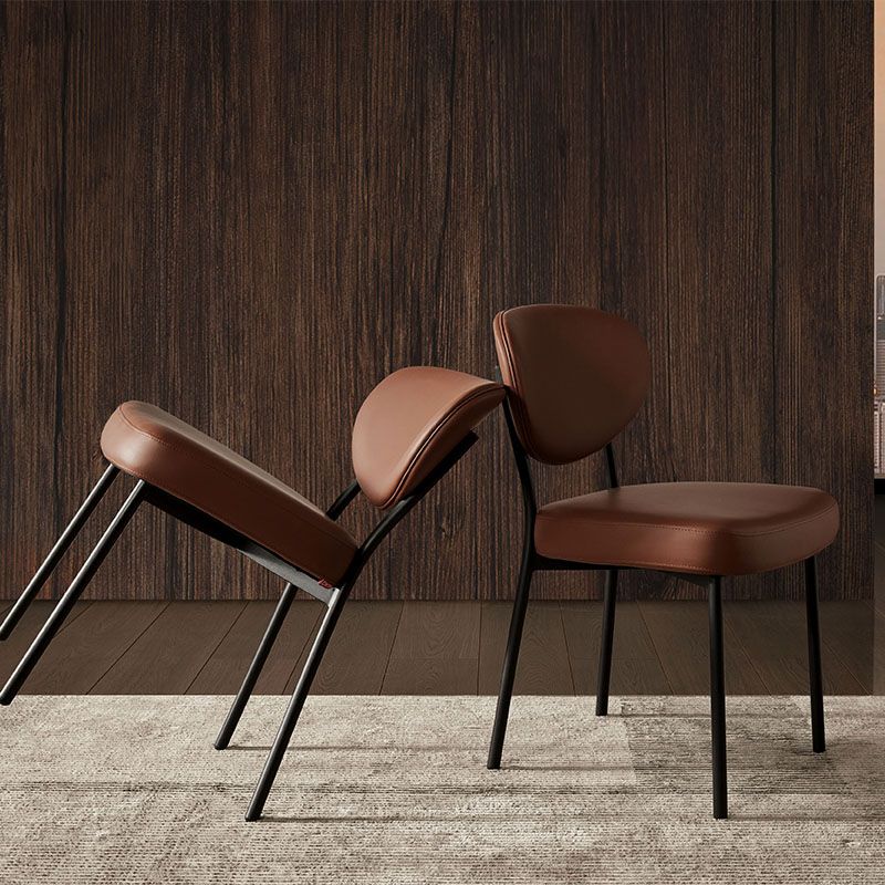 Modern Style Dining Chair Leather Low Back Side Chair for Dining Room