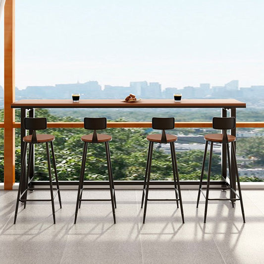 Brown Modern Style Bar Table in Metal and Wood Outdoor Bar Table Clearhalo 'Bar Furniture' 'Bar Tables' 'bar_tables' 'furn' 'furn_bar_tables' 'Furniture' 'furniture_bar_tables' 'Kitchen & Dining Furniture' 1200x1200_0226d185-dce0-4b9a-9aee-e0541d16acea