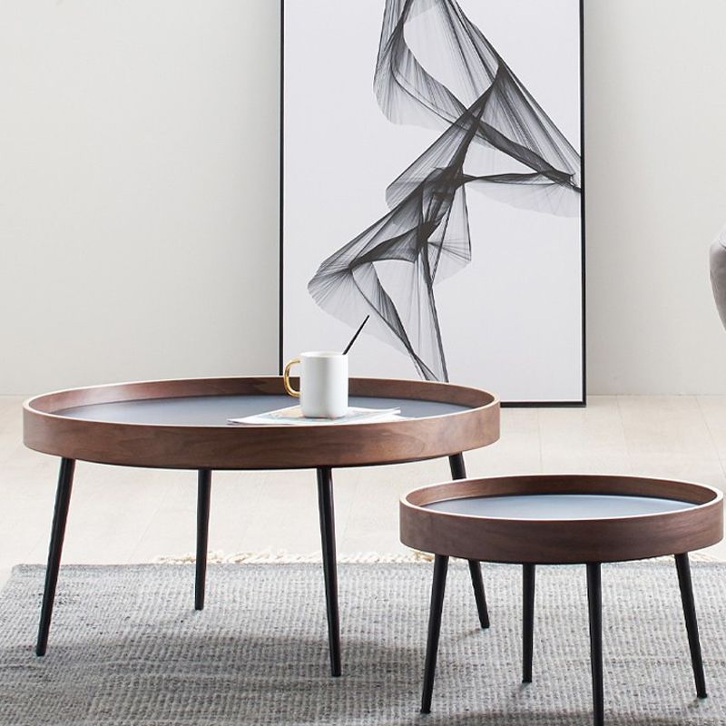 4 Legs Round Coffee Table Modern Wood Coffee Table in Brown/Black Clearhalo 'Coffee & Accent Tables' 'Coffee Tables' 'coffee_tables' 'furn' 'furn_coffee_tables' 'Furniture' 'furniture_coffee_tables' 'Living Room Furniture' 1200x1200_02282eef-52da-4e0d-b3ba-eb32fb12c0f8