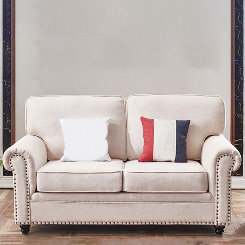 Traditional Biege Pillow Back Couch Rolled Arm Sofa with Nailhead Trim Clearhalo 'furn' 'furn_sofas' 'Furniture' 'furniture_sofas' 'Living Room Furniture' 'Sofa' 'sofas' 1200x1200_022a788a-4a88-4805-ac80-225eb4a9099b